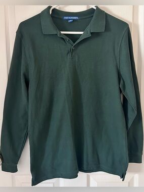 Port Authority boys Long Sleeve Polo - Forest Green